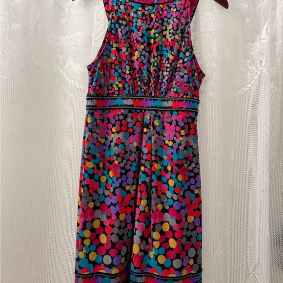 BCBGMaxAzria Halter Multicolor Polka Dot Stretch Dress - Picture 3 of 3
